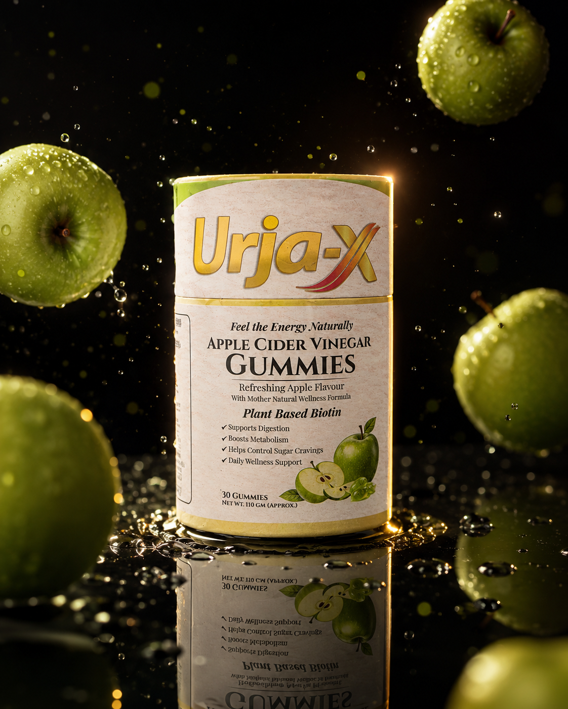 Urja-X Apple Cider Vinegar Gummies – Digestion & Metabolism Support (30 Gummies)
