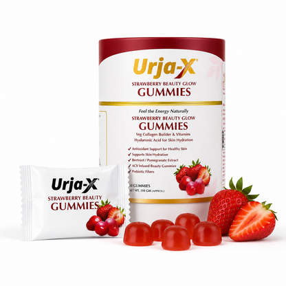 Urja-X Strawberry Beauty Glow Gummies – Skin Hydration & Collagen Support (30 Gummies)