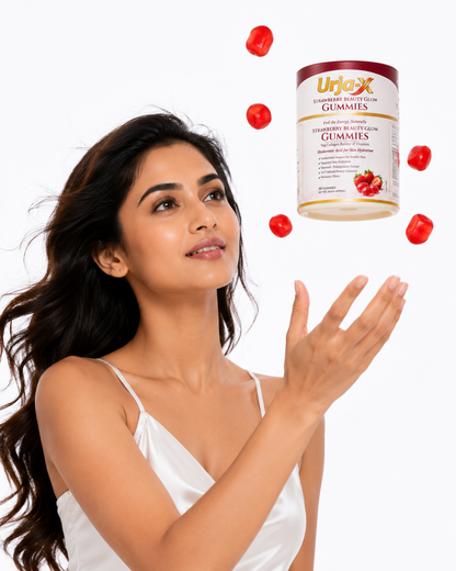 Urja-X Strawberry Beauty Glow Gummies – Skin Hydration & Collagen Support (30 Gummies)