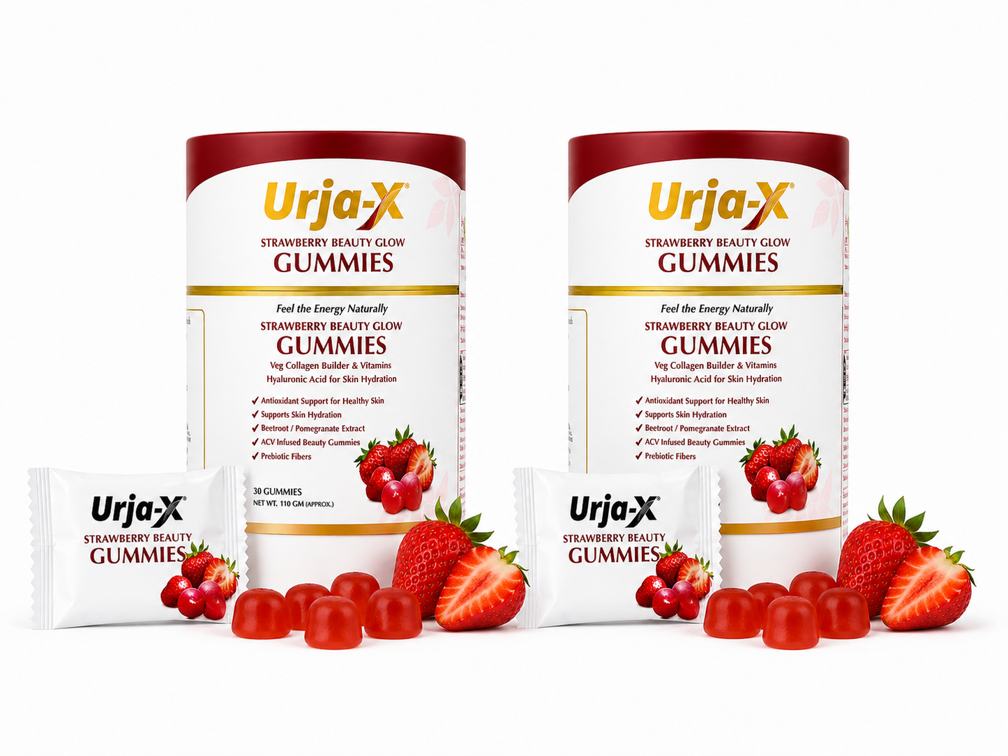 Urja-X Strawberry Beauty Glow Gummies Combo