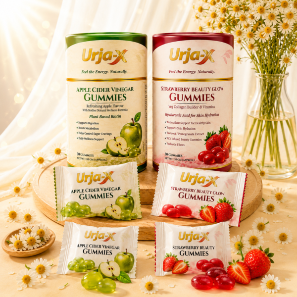 Urja-X Beauty & Wellness Gummies Combo – Skin Glow + Digestion Support (60 Gummies)